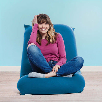 SHORT MID-SIZED BEAN BAG RECLINER & BED TURQUOISE