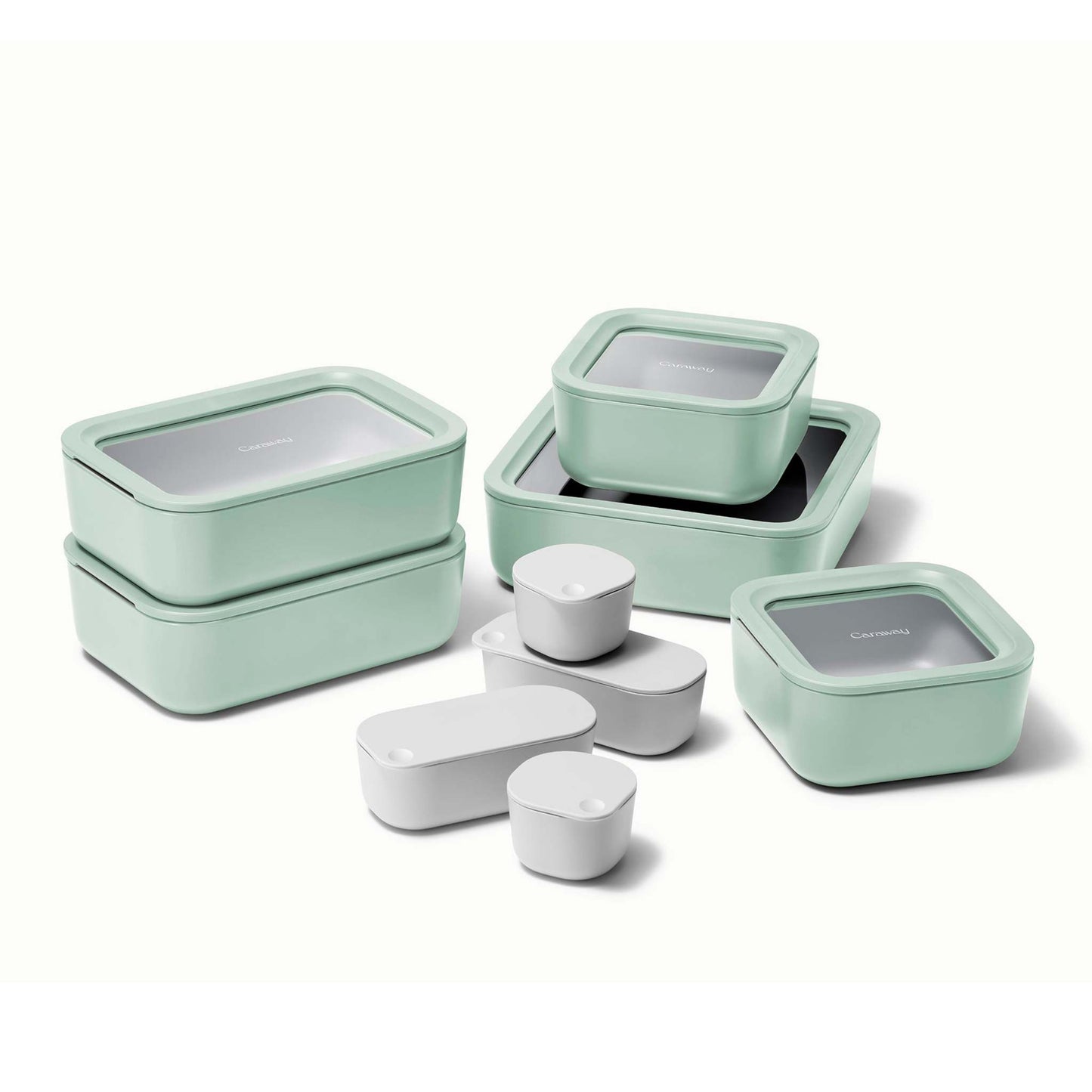 14PC GLASS FOOD STORAGE SET MIST