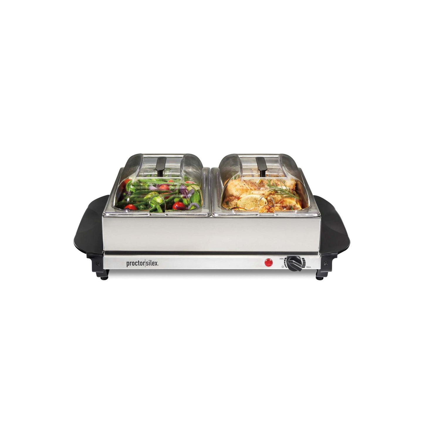DOUBLE STAINLESS STEEL BUFFET SERVER W/ WARMING TRAY