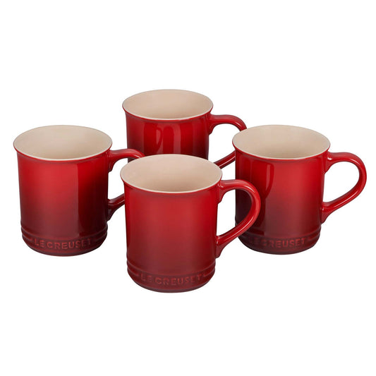 SET OF 4 STONEWARE MUGS CERISE
