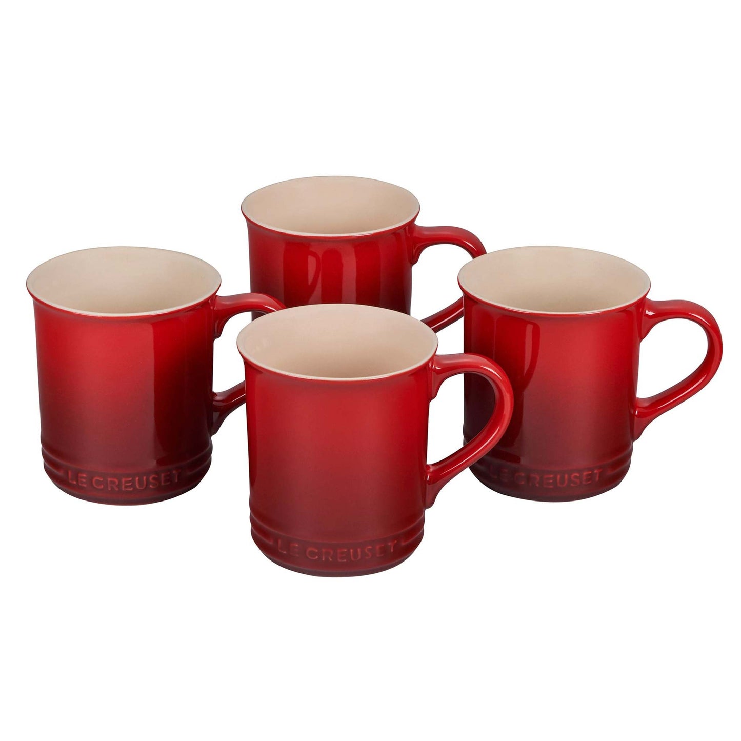 SET OF 4 STONEWARE MUGS CERISE