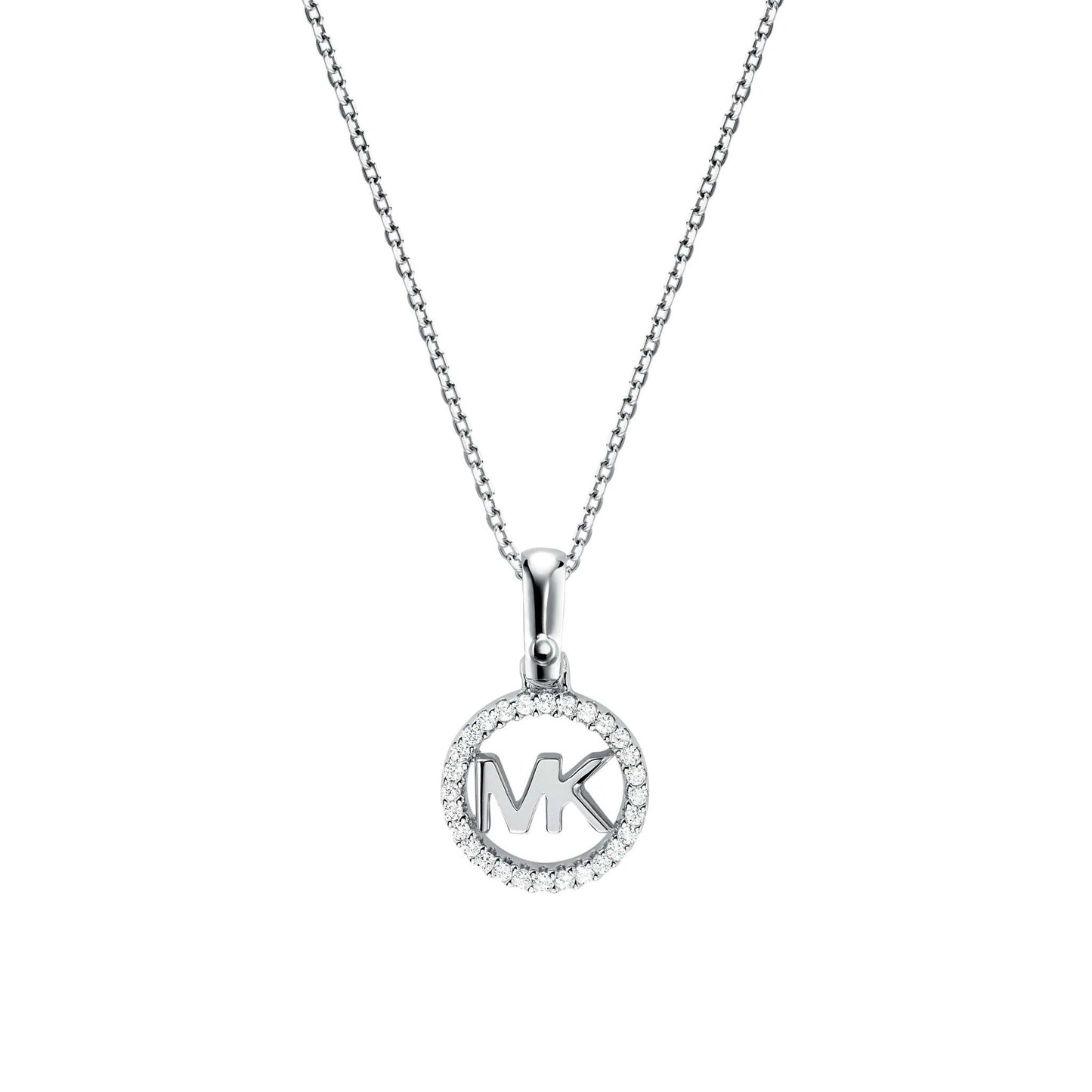 STERLING KORS LOGO NECKLACE