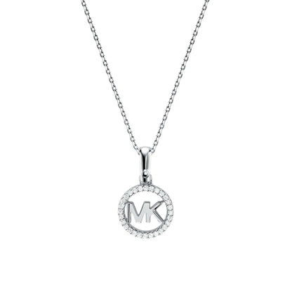 STERLING KORS LOGO NECKLACE