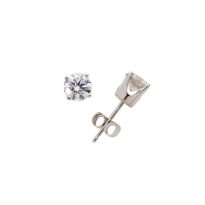 14K WHITE GOLD DIAMOND SOLITAIRE EARRINGS .75TWT