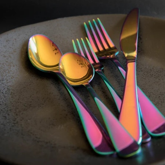 RHIANNON FLATWARE 20 PIECE SET - (RAINBOW MIRROR)