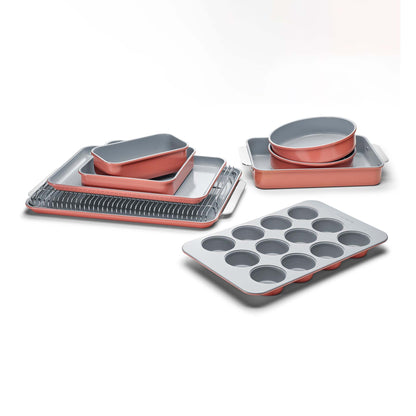 11PC NON-TOXIC NONSTICK CERAMIC MEGA BAKEWARE SET PERRACOTTA
