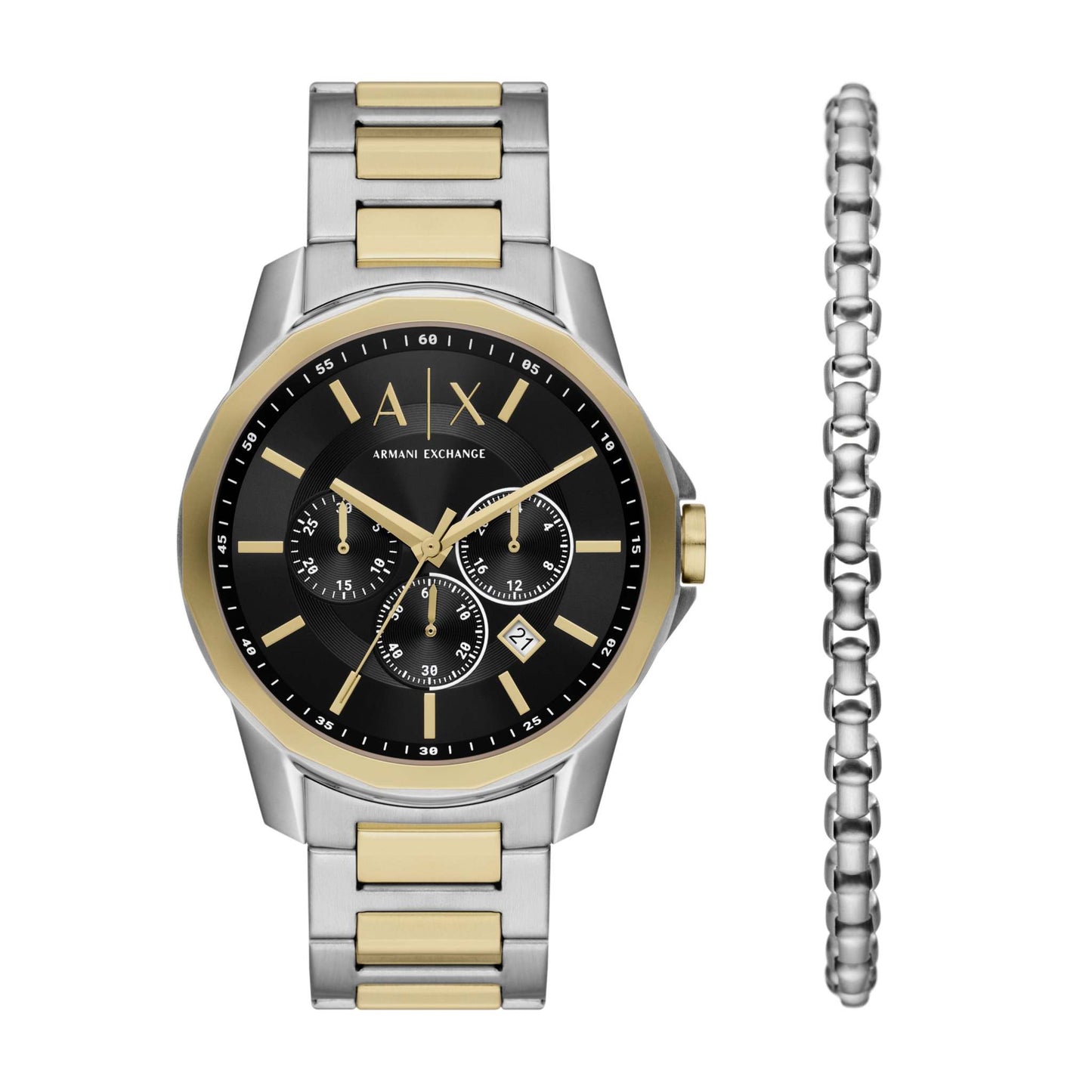 MEN'S BANKS 2-TONE CHRONOGRAPH WATCH AND BRACELET SET