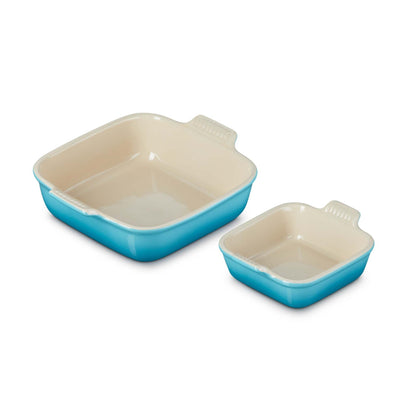 2PC HERITAGE STONEWARE SQUARE BAKING DISH SET CARIBBEAN