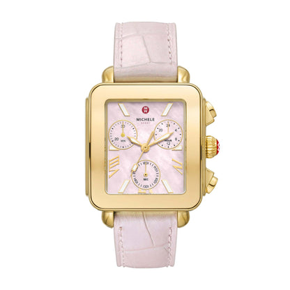 LADIES' DECO SPORT CHRONOGRAPH & LEATHER WATCH, MOP DIAL