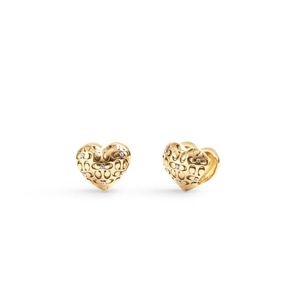 QUILTED C HEART HUGGIE EARRINGS