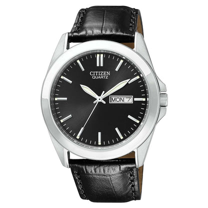 MENS QUARTZ LEATHER STRAP WATCH