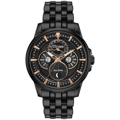 MENS CALENDRIER MOONPHASE ECO-DRIVE ION-PLATED WATCH