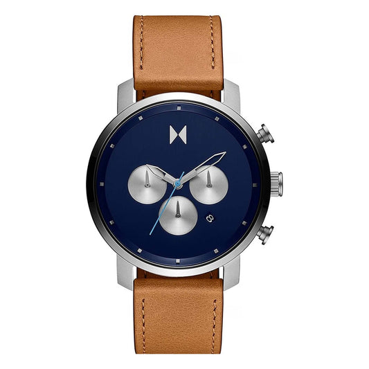 MENS CHRONO TAN LEATHER STRAP WATCH