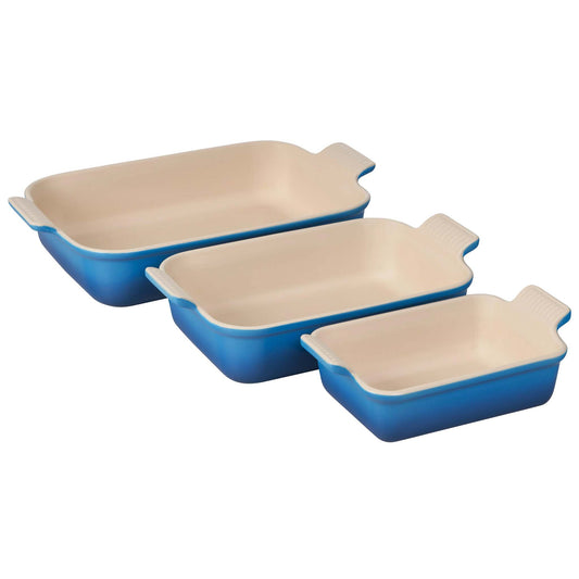 3PC HERITAGE STONEWARE RECTANGULAR BAKING DISH SET MARSEILLE