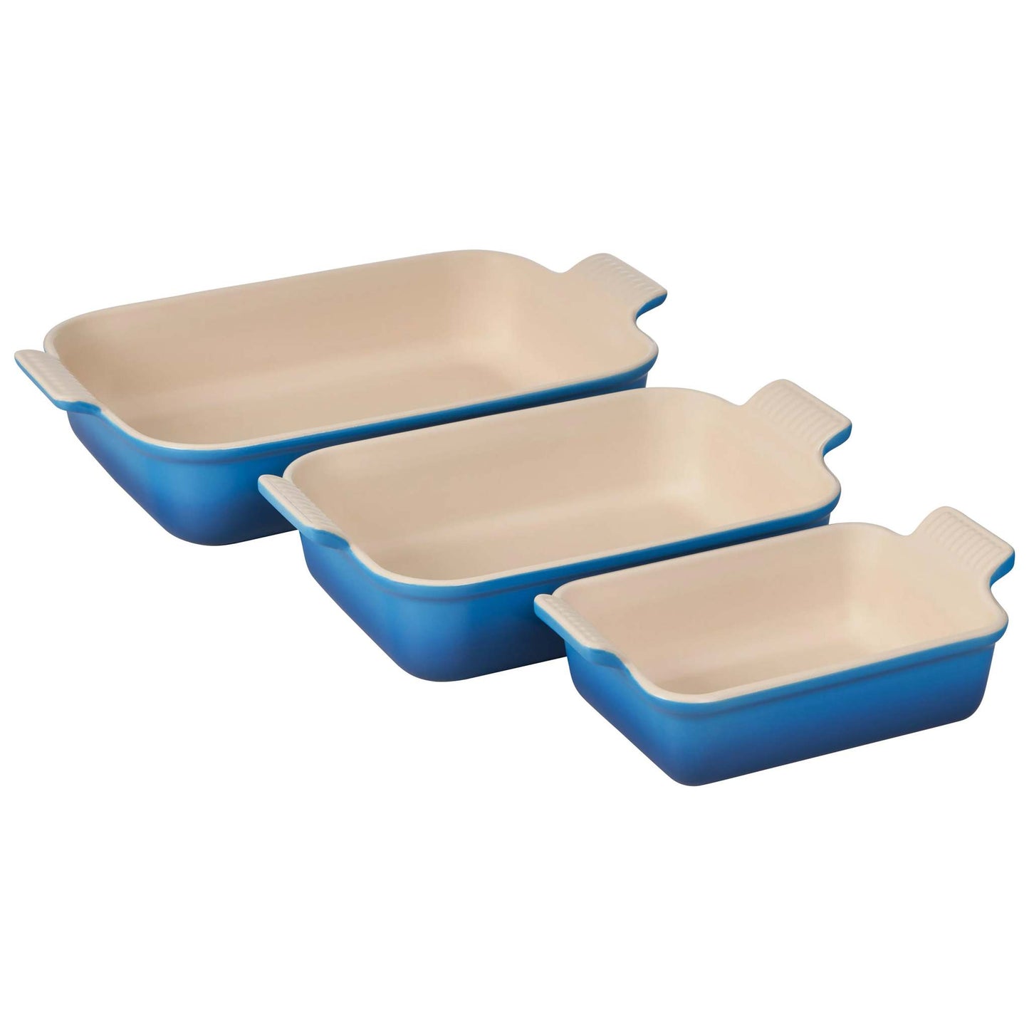 3PC HERITAGE STONEWARE RECTANGULAR BAKING DISH SET MARSEILLE