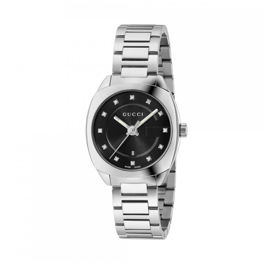 LADIES BLACK DIAMOND DIAL STAINLESS STEEL WATCH