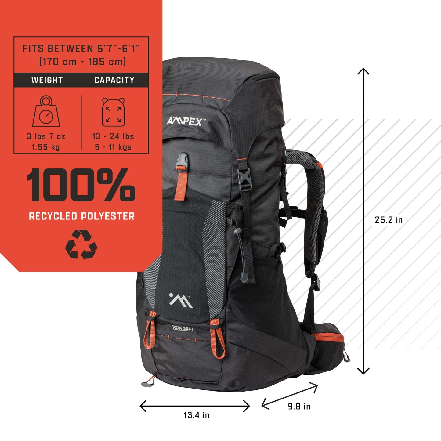 AMPEX DAILY HIKE COMBO - 35L BACKPACK/POWER BANK/300L HEADLAMP