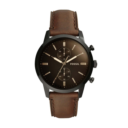 MENS TOWNSMAN CHRONOGRAPH DARK LEATHER STRAP WATCH