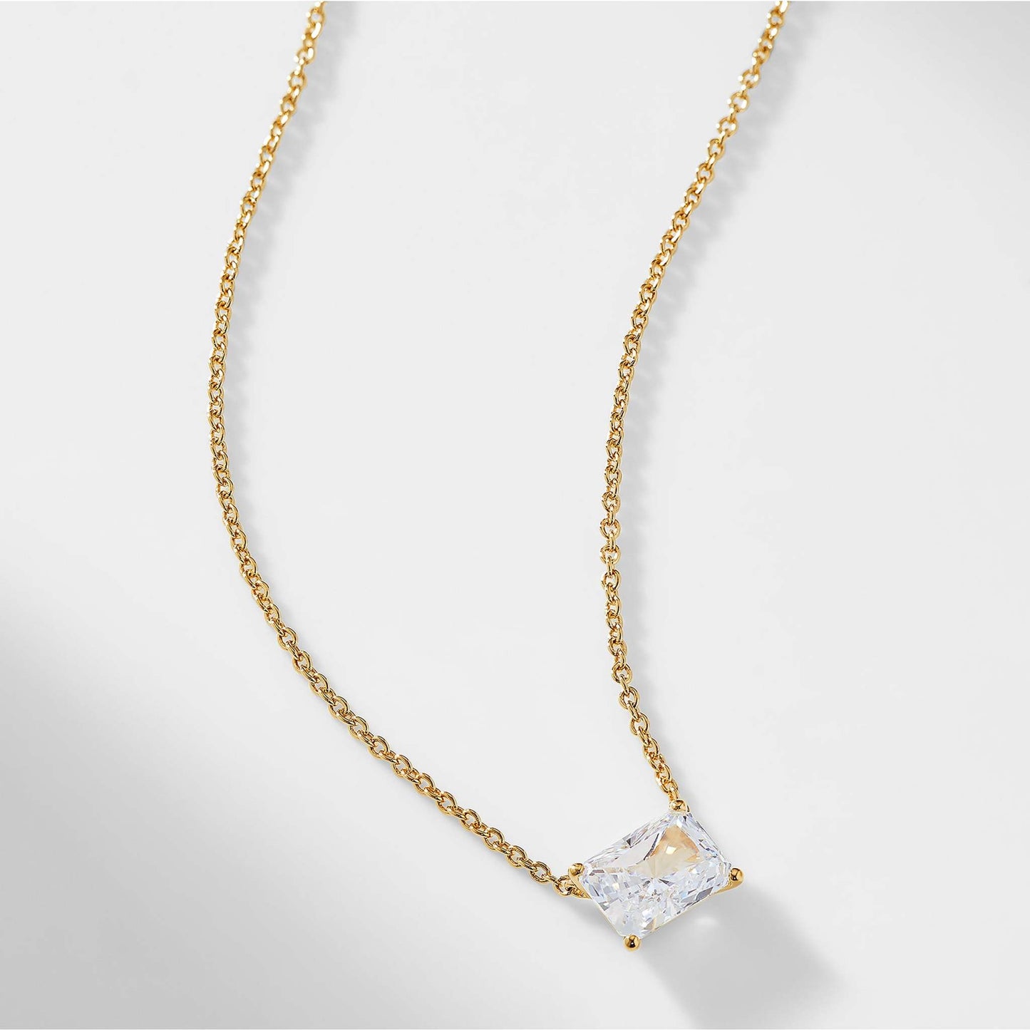 LARGE EMERALD CUT CZ NECKLACE
