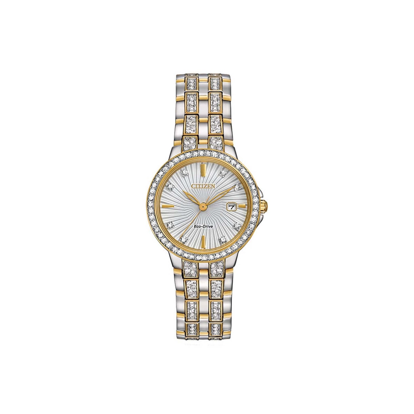 LADIES ECO-DRIVE SILHOUETTE CRYSTAL WATCH TWO-TONE DIAL