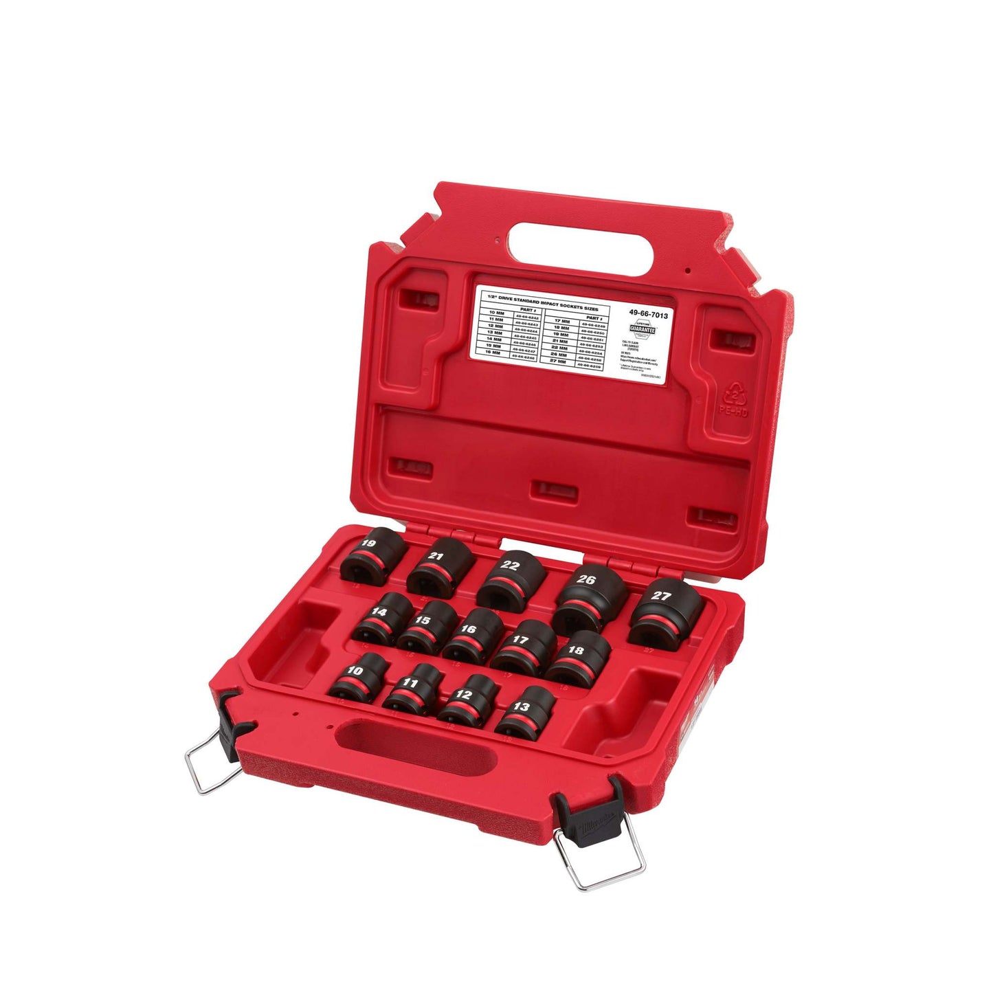 14PC SHOCKWAVE IMPACT DUTY 1/2" DRIVE METRIC STANDARD 6 POINT SOCKET SET
