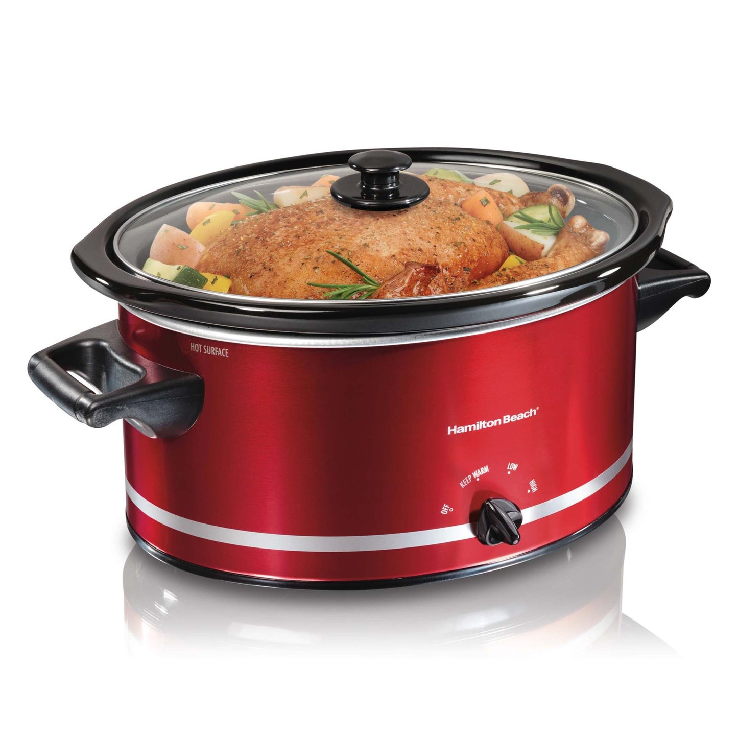 8QT OVAL SLOW COOKER RED