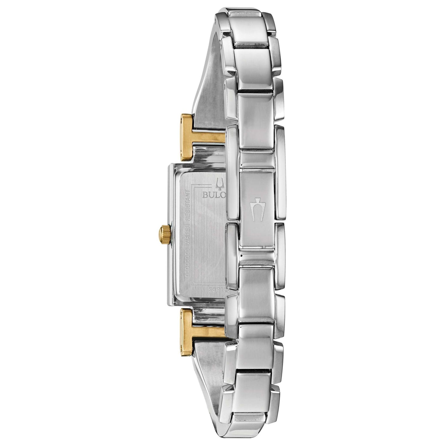 LADIES CLASSIC TWO-TONE SS TANK WATCH MOTHER-OF-PERAL DIAL