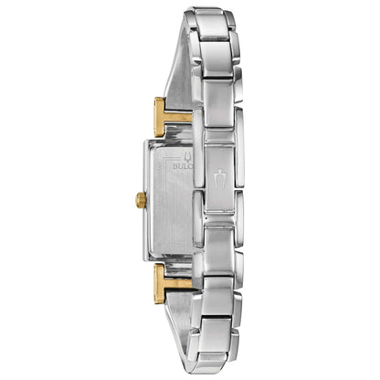 LADIES CLASSIC TWO-TONE SS TANK WATCH MOTHER-OF-PERAL DIAL