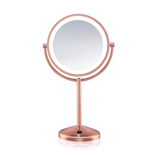 REFLECTIONS 1X/10X LED ROSE GOLDTONE M-UP MIRROR - (ROSE GOLD)