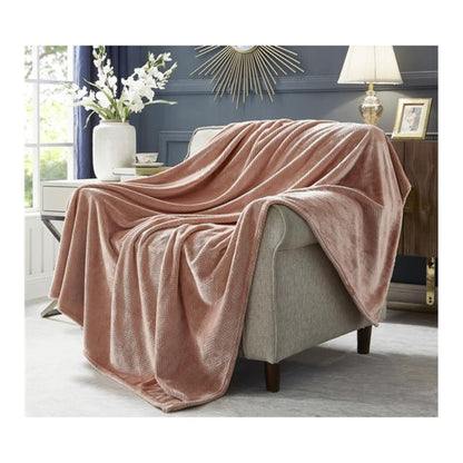 COZY TYME CHEVRON FLANNEL REVERSIBLE JACQUARD THROW - (60 X 70")