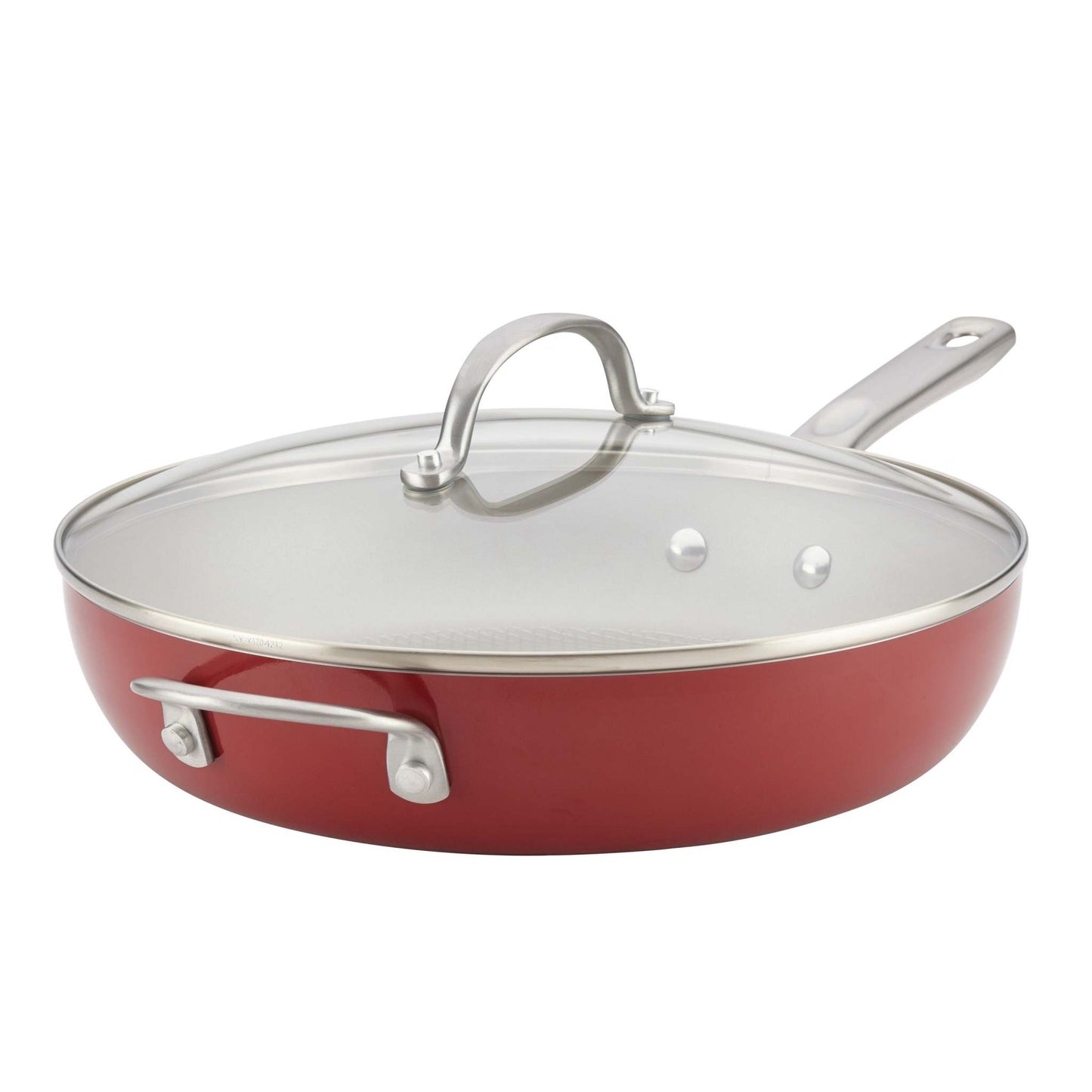 12" HOME COLLECTION PORCELAIN ENAMEL NONSTICK DEEP FRY PAN W/ LID SIENNA