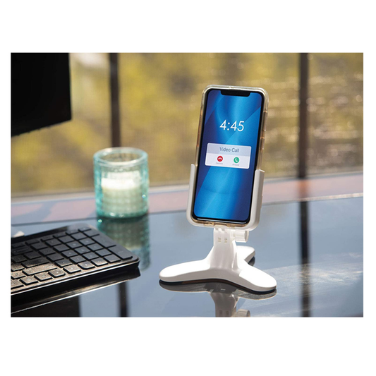 UNIVERSAL DESKTOP CELL PHONE HOLDER - (WHITE)