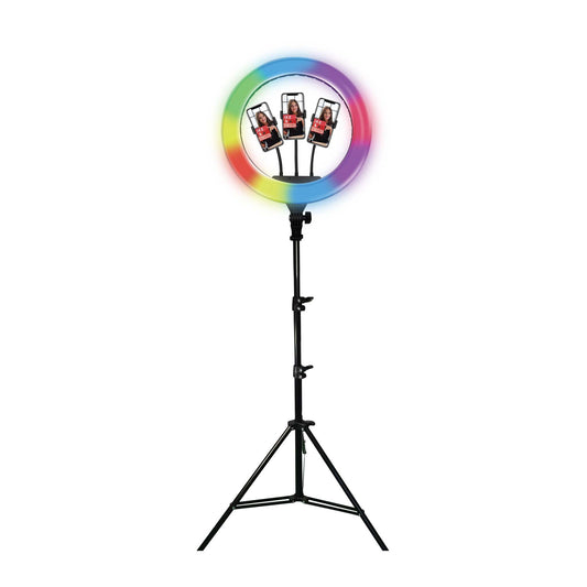 PRO LIVE STREAM 18" 3 DEVICE LED RING LIGHT W/ RGB