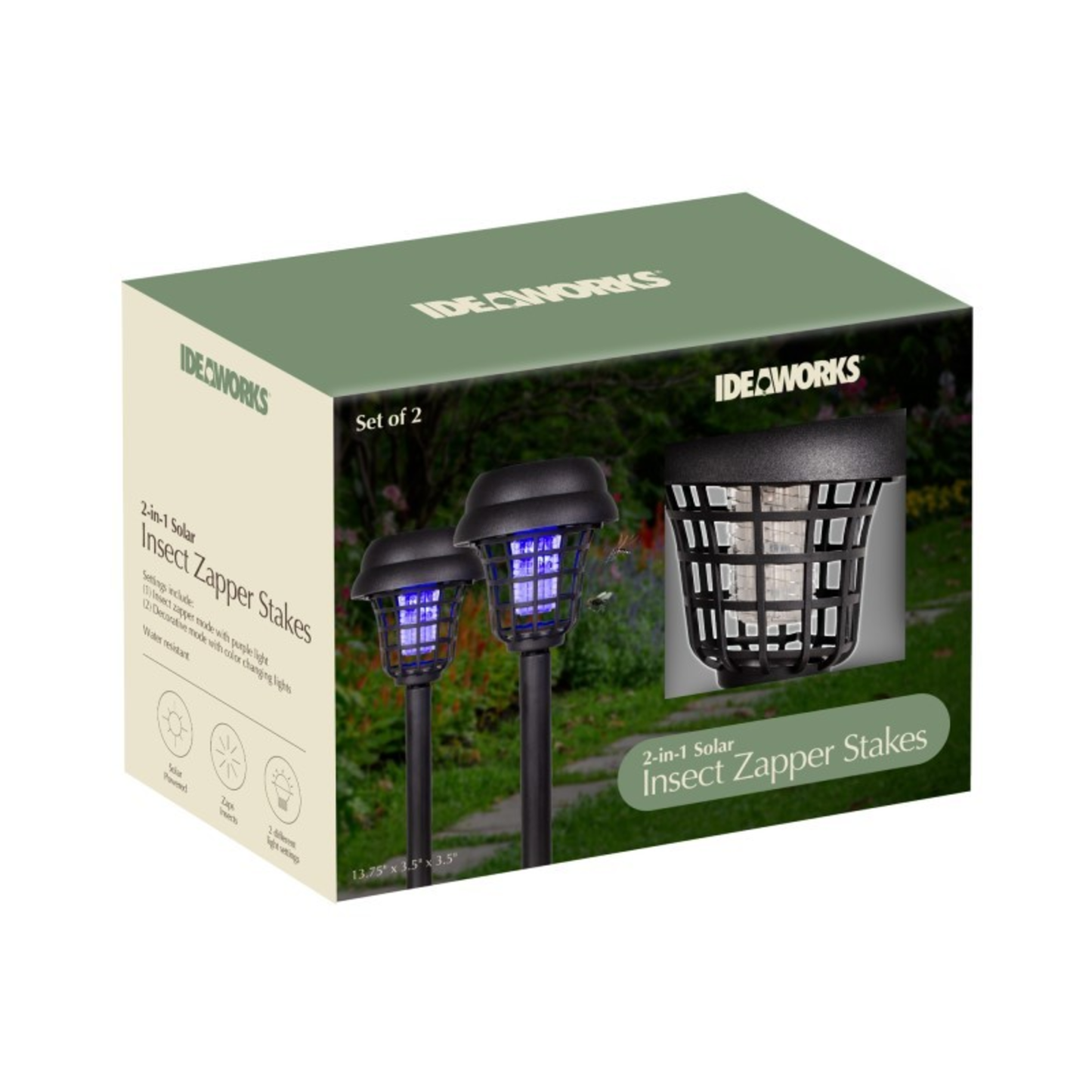 2 IN 1 SOLAR INSECT ZAPPER STAKES – SET OF 2