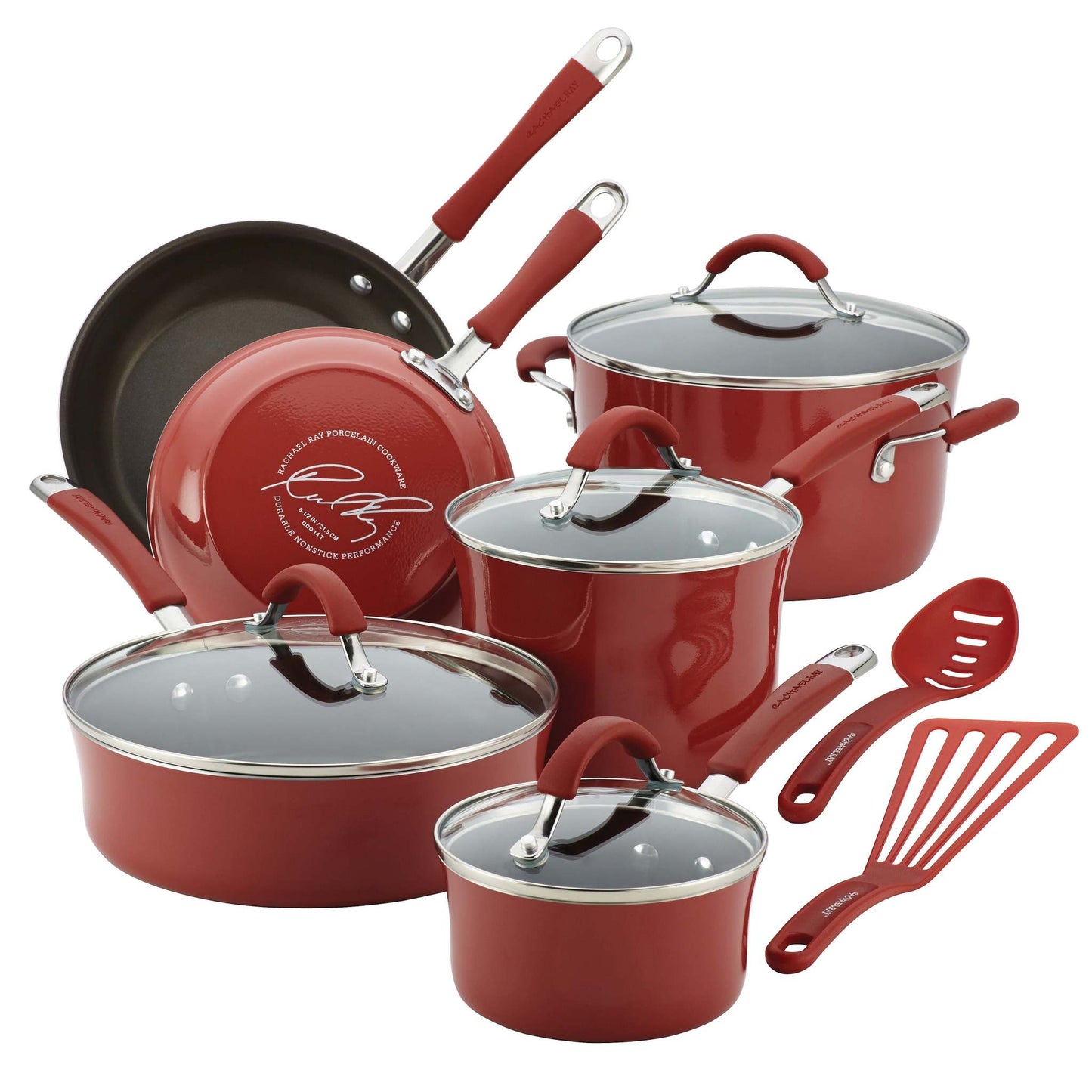 CUCINA 12PC PORCELAIN COOKWARE SET CRANBERRY