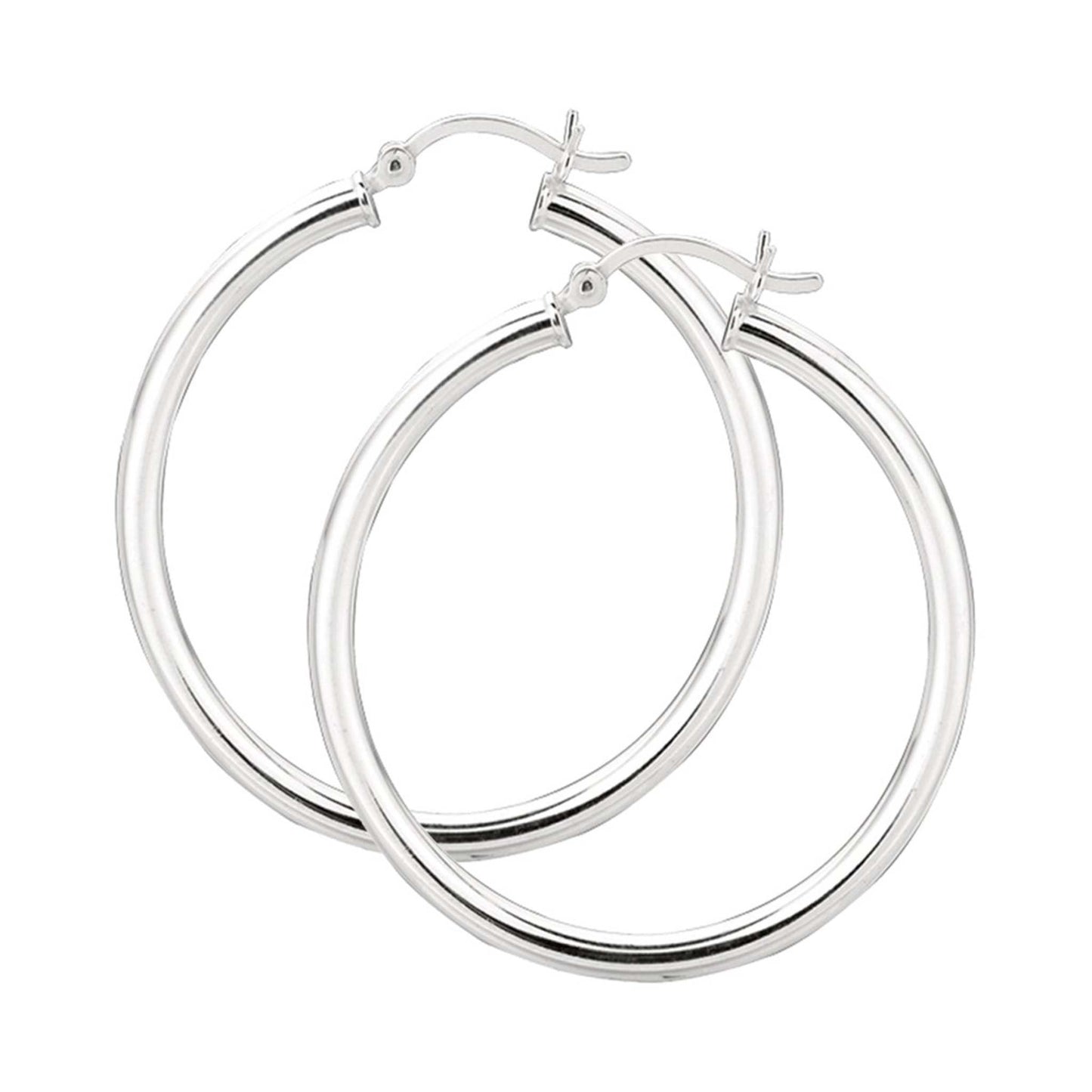 STERLING SILVER 3X30MM HOOP EARRINGS