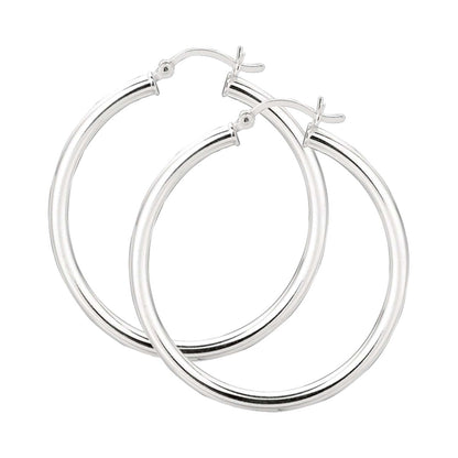 STERLING SILVER 3X30MM HOOP EARRINGS