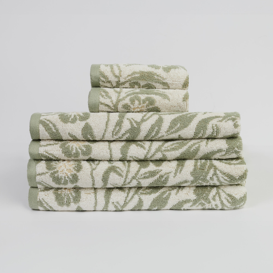 FLORENCE TOWEL 6 PIECE SET  - (GREEN)
