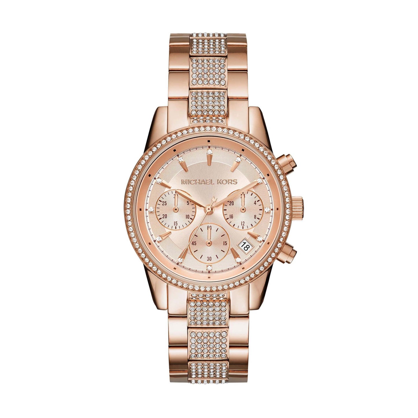 LADIES RITZ PAVE CHRONOGRAPH STAINLESS STEEL WATCH
