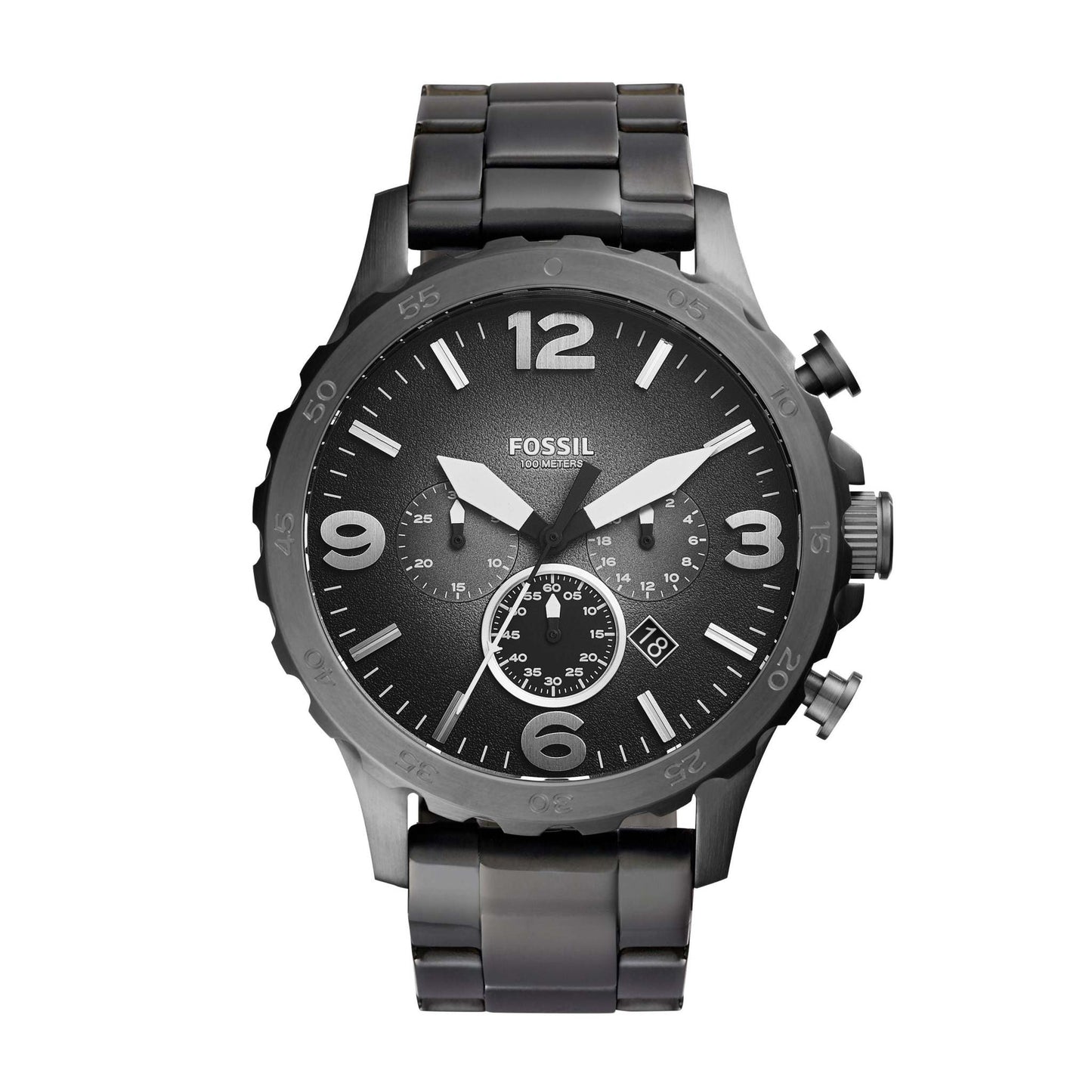 MENS NATE SMOKE STAINLESS STEEL WATCH GUNMETAL FADE DIAL