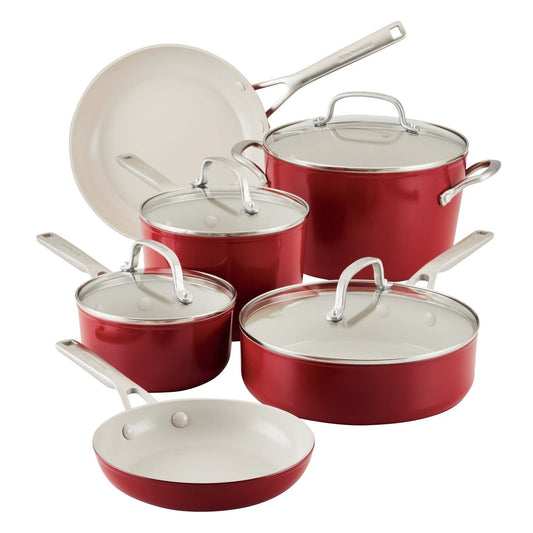 10PC HARD ANODIZED CERAMIC NONSTICK COOKWARE SET