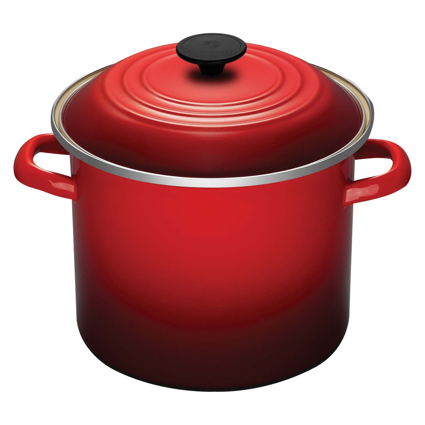 8QT ENAMEL ON STEEL COVERED STOCKPOT CERISE