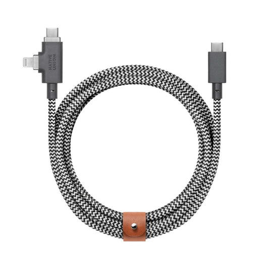 8 FT BELT CABLE DUO PRO USB-C TO LIGHTNING & USB-C ZEBRA
