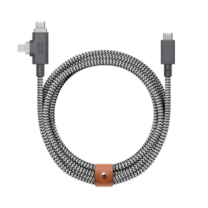 8 FT BELT CABLE DUO PRO USB-C TO LIGHTNING & USB-C ZEBRA