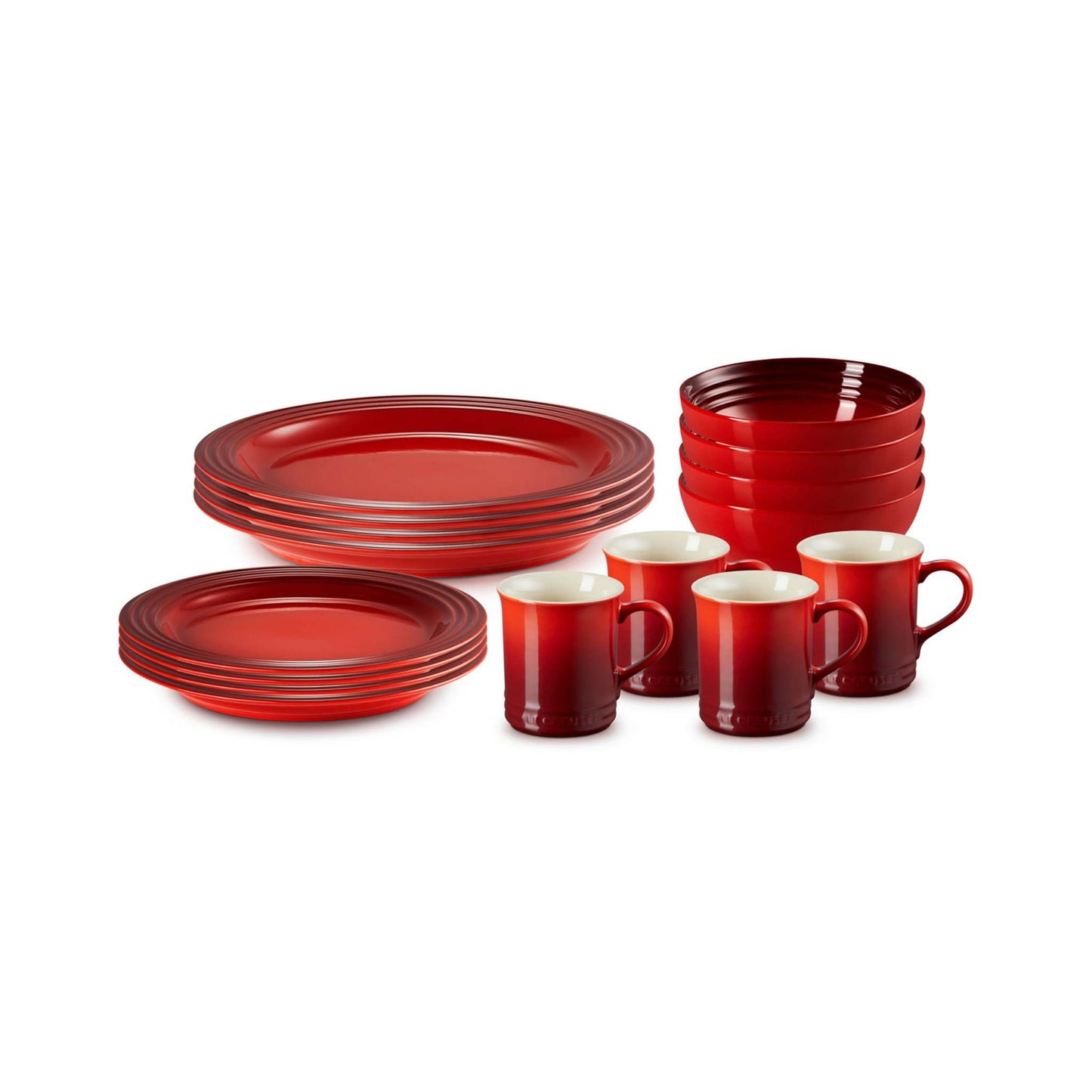 16PC STONEWARE DINNERWARE SET CERISE