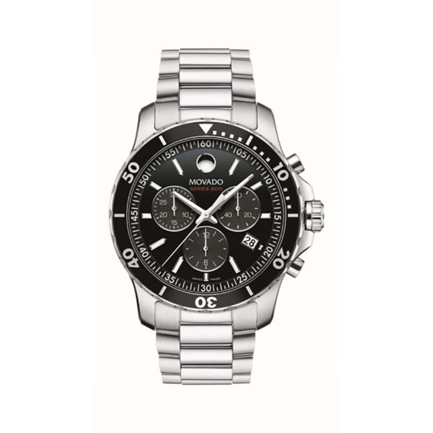 MENS SERIES 800 SILVER-TONE PERFORMANCE STEEL CHRONOGRAPH WATCH BLACK DIAL