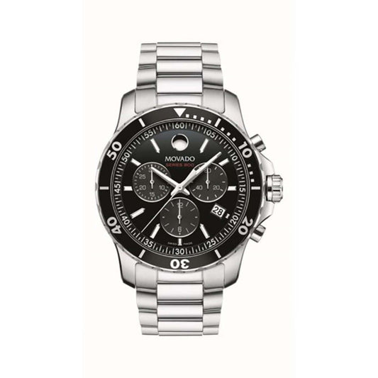 MENS SERIES 800 SILVER-TONE PERFORMANCE STEEL CHRONOGRAPH WATCH BLACK DIAL