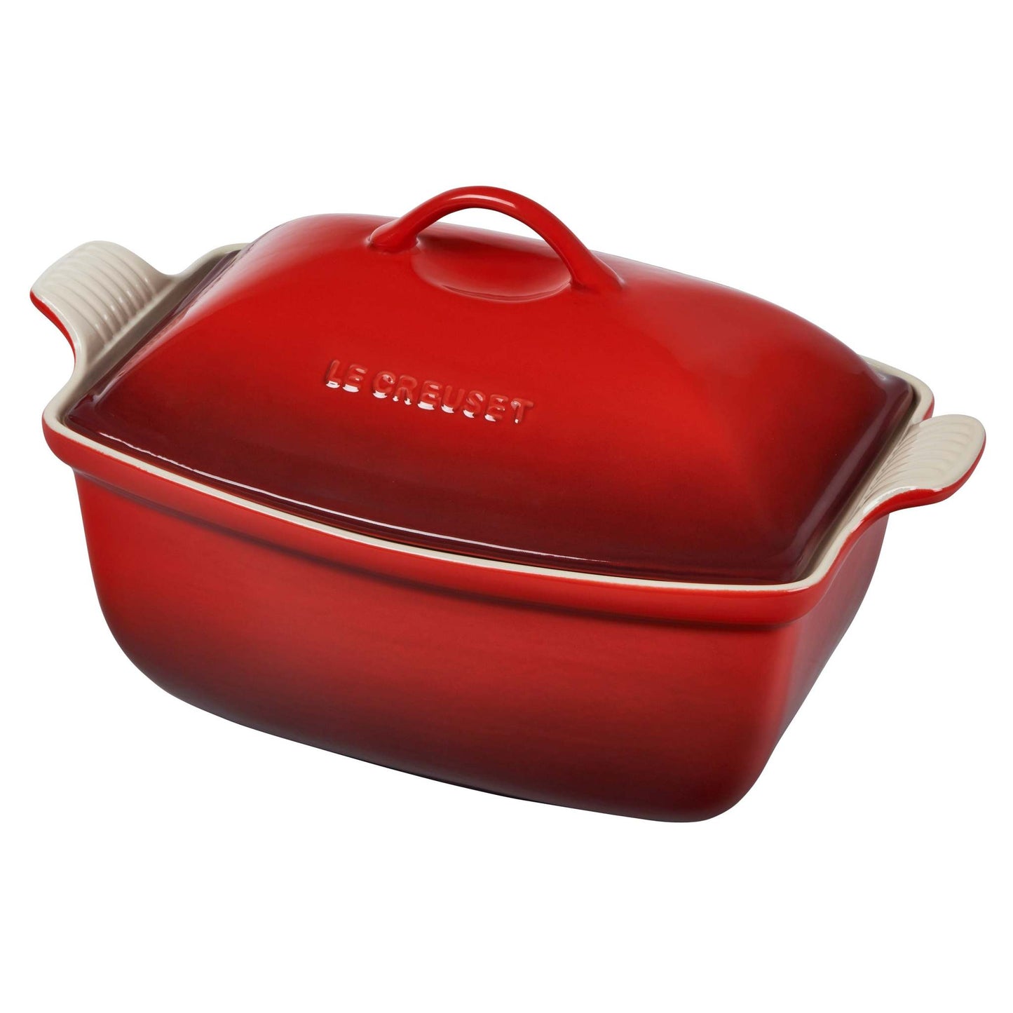 4.5QT HERITAGE STONEWARE DEEP COVERED BAKER CERISE