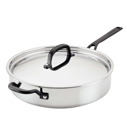 5QT STAINLESS STEEL 5-PLY COVERED SAUTE PAN W/ HELPER HANDLE