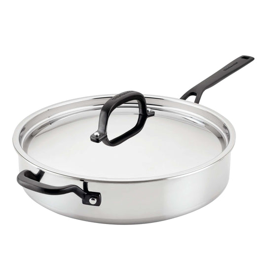 5QT STAINLESS STEEL 5-PLY COVERED SAUTE PAN W/ HELPER HANDLE